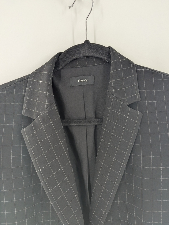 Theory Black Staple Check Crepe Blazer Women's 6 Professional Career Minimalist - Picture 7 of 9